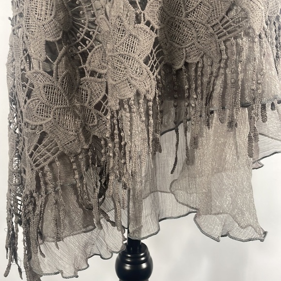 Pretty Angel Baby Doll Dress, Tunic, Lace, Floral,sheer,Fringe,Gray,Small - Picture 9 of 12